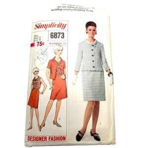 Simplicity Designer Vintage 1960's Pattern #6873 Misses Suit and Blouse Size‎ 14